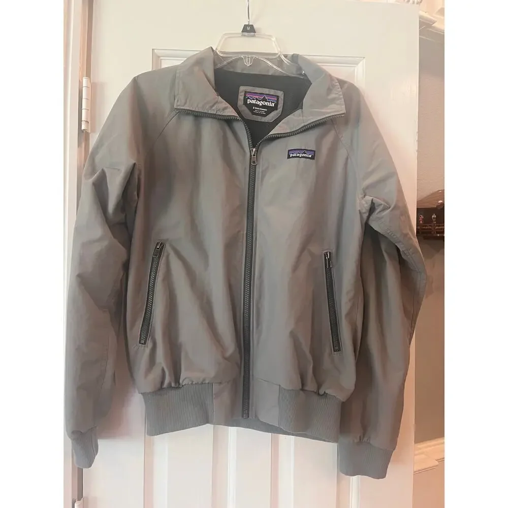 Patagonia Nylon Bomber Jacket Men Small Gray Hiking Lightweight Coat Outdoor